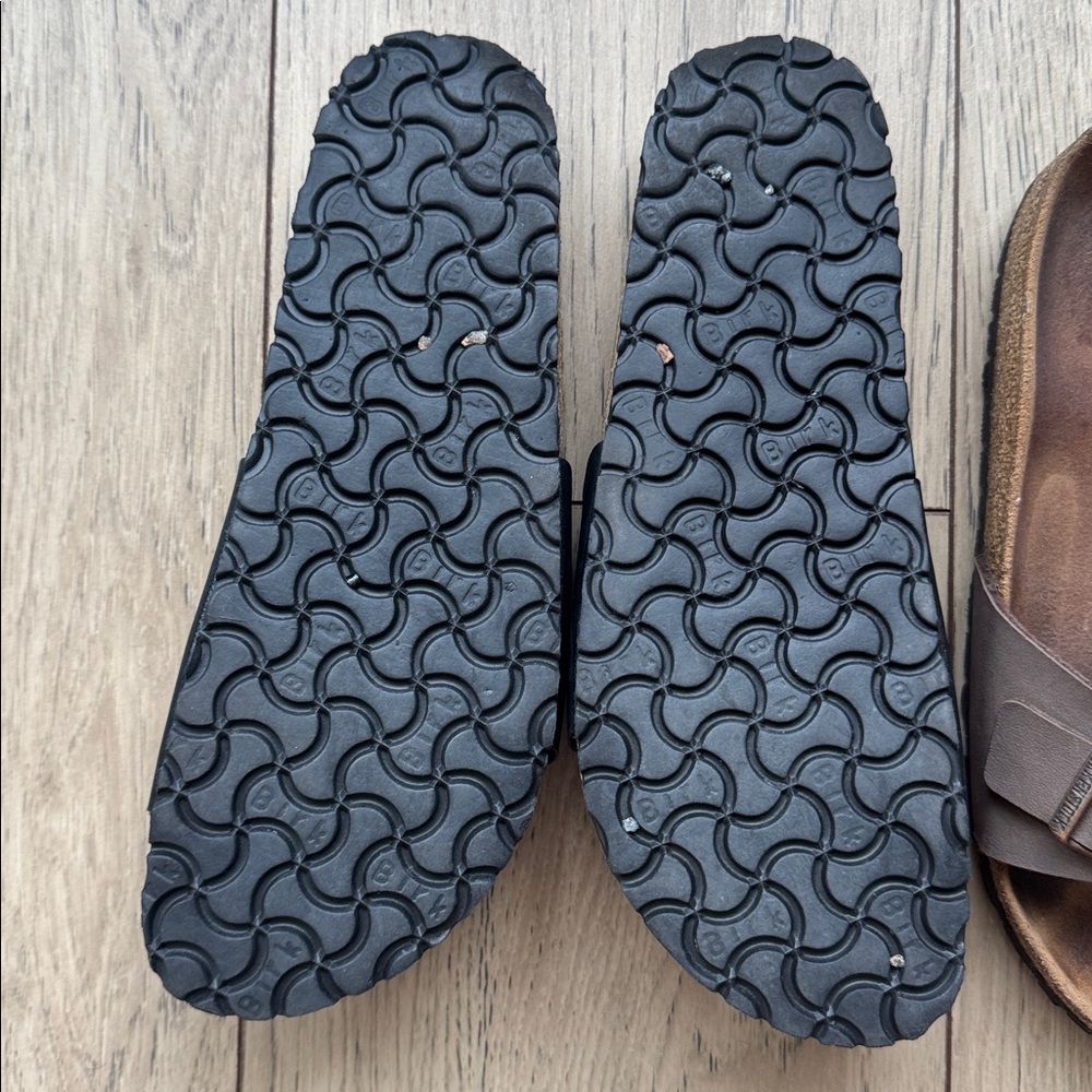 Birkenstock Madrid Sandals Lot 2 Pair EU 40 Brown Black Leather Slide Comfort - Picture 7 of 13